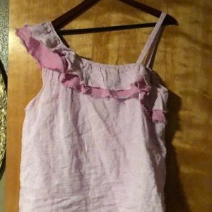 Anthropologie one shoulder ruffle detail stripe